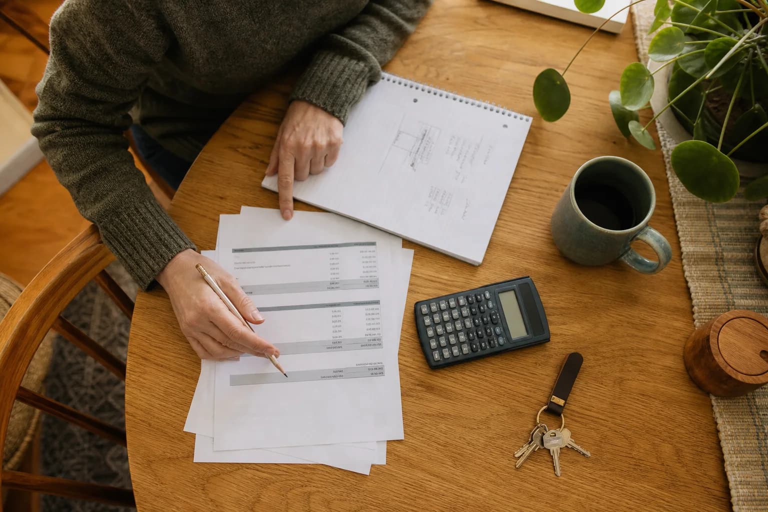 Eugene homeowner comparing oil tank removal costs at a kitchen table